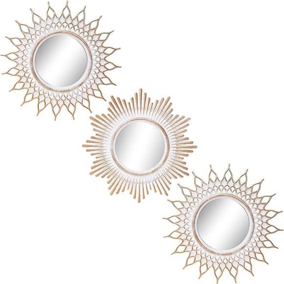 Brushed Gold Mirrors for WallDecor Set of 3Wall Mirror Decoration for LivingRoom - Picture 1 of 6